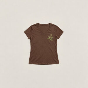 Wild Mint Sprig Women's Tee with small chest print of a wild mint sprig with serrated leaves in cream and green