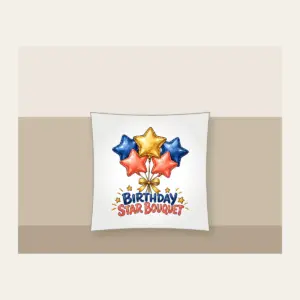 BIRTHDAY STAR BOUQUET Pillow in white