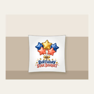 BIRTHDAY STAR BOUQUET Pillow in white