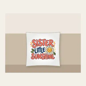 SISTER LITTLE SUNSHINE Pillow in white