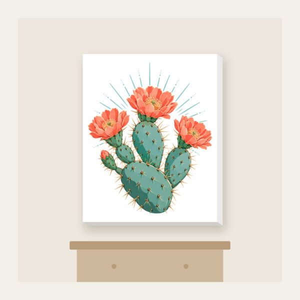 Product image Prickly Pear with Three Coral Blossoms Canvas Print