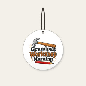 Grandpa's Workshop Morning Ceramic Ornament in white