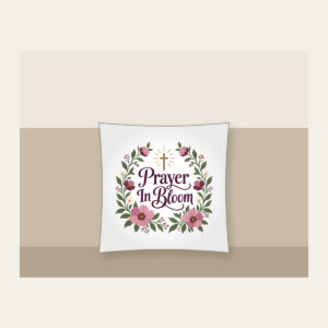 Prayer In Bloom Pillow in white