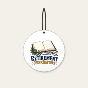 RETIREMENT OPEN CHAPTERS Ceramic Ornament in white