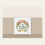 Our Wedding Garden Pillow in white