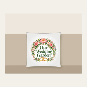 Our Wedding Garden Pillow in white