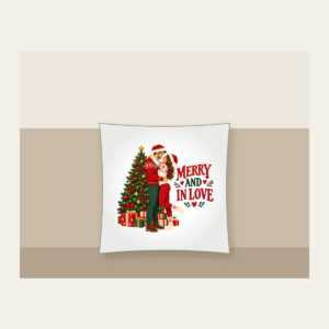 Merry And In Love Pillow in white