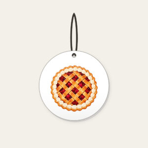Lattice Berry Pie Ceramic Ornament in white: A lattice-top pie bursting with red berries and a cream crust edge.