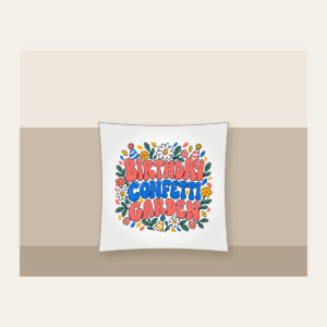 BIRTHDAY CONFETTI GARDEN Pillow in white
