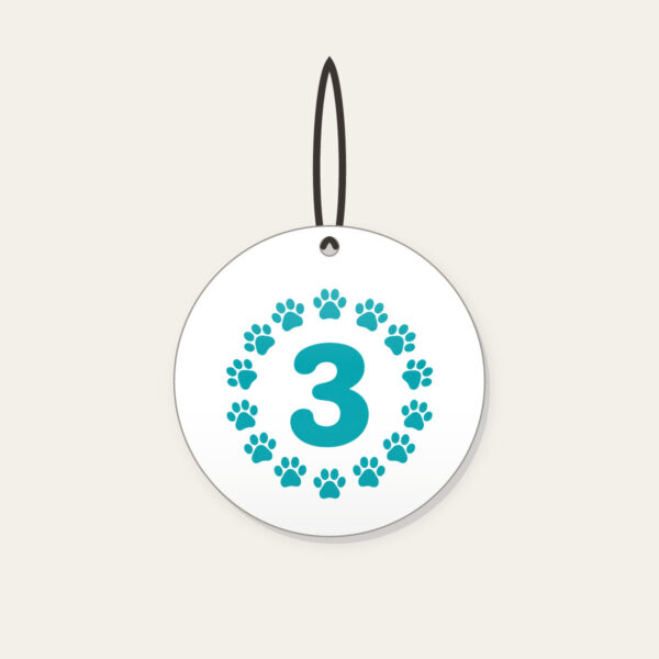 Product image Teal Paw Circle with Number Three Ceramic Ornament