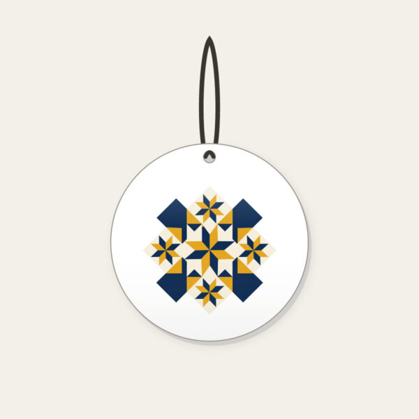 Product image Mustard and Navy Patchwork of Stars Ceramic Ornament