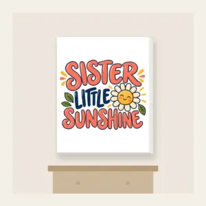 SISTER LITTLE SUNSHINE Canvas Print in white