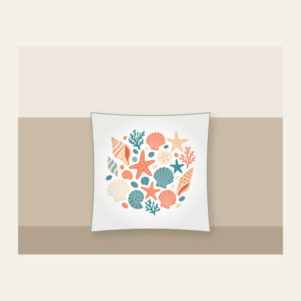 Product image Scattered Shells and Starfish on Sand Pillow