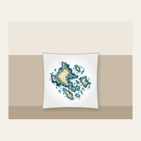Product image Topographic Coastline and Islands Map Pillow