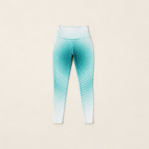 Ripple Lines Leggings with all-over concentric ripple lines in teal fading outward to white