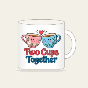 Two Cups Together Mug in white