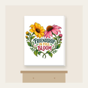 FRIENDSHIP IN FULL BLOOM Canvas Print in white