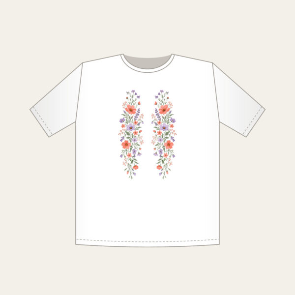 Product image Drifting Wildflowers in Coral and Lilac T-Shirt