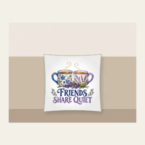 FRIENDS SHARE QUIET Pillow in white