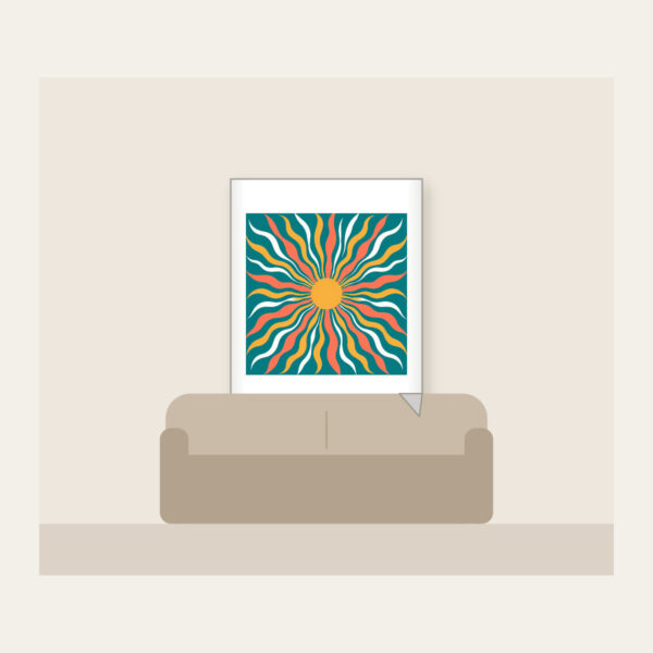 Product image Sunrise Lines in Coral and Gold on Teal Fleece Blanket