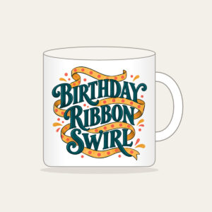 BIRTHDAY RIBBON SWIRL Mug in white