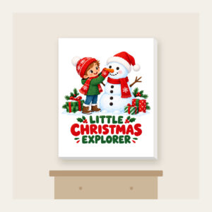Little Christmas Explorer Canvas Print in white