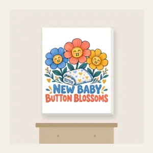 NEW BABY BUTTON BLOSSOMS Canvas Print in white