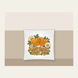 ANNIVERSARY HONEY PAIR Pillow in white