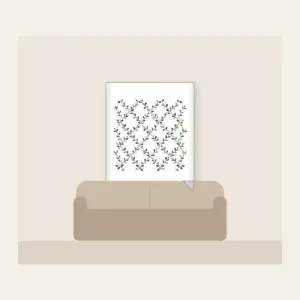 Forest Green Trellis with Tiny Leaves Fleece Blanket in white: Trellis lines with small leaves in forest green, cream and sage repeat all over.