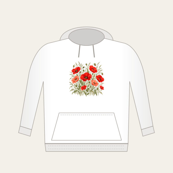 Product image Poppies and Tall Grasses on Cream Hoodie