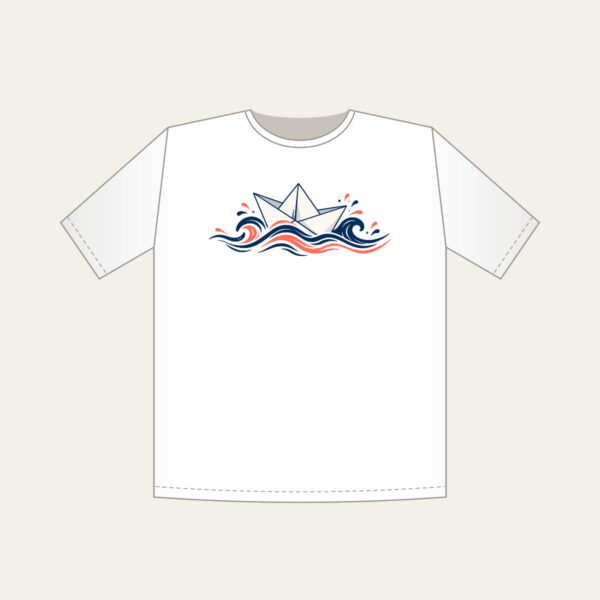 Product image Folded Paper Boat on Navy Waves T-Shirt