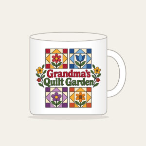 Grandma's Quilt Garden Mug in white