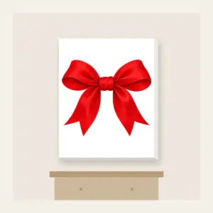 Single Red Ribbon Bow Canvas Print in white: One plain red ribbon bow, with no other artwork.