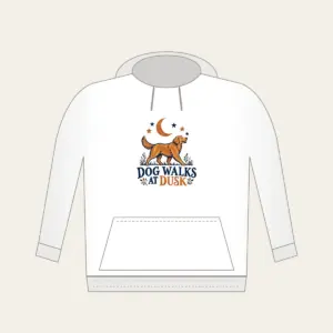 DOG WALKS AT DUSK Hoodie in white