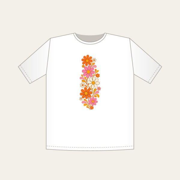 Product image Retro Daisy Rows in Orange and Pink T-Shirt