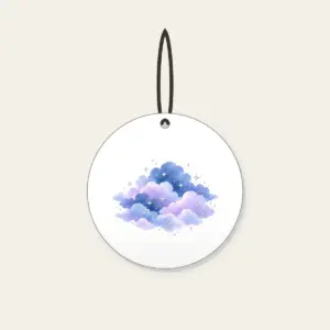 Dusk Clouds with Tiny Silver Stars Ceramic Ornament in white: Gentle clouds in dusk blue and lilac are dotted with tiny silver stars.