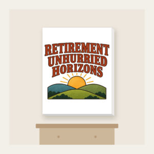 RETIREMENT UNHURRIED HORIZONS Canvas Print in white