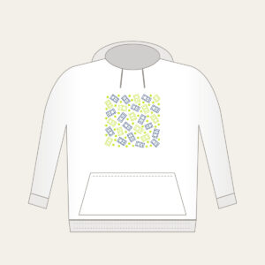 Tennis Court Lines Hoodie in white: Court lines and tiny tennis balls in lime, white and navy.