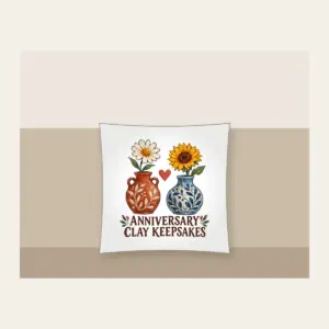 ANNIVERSARY CLAY KEEPSAKES Pillow in white