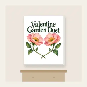 Valentine Garden Duet Canvas Print in white