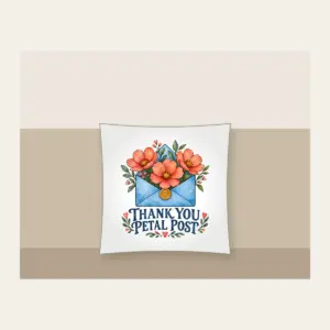THANK YOU PETAL POST Pillow in white