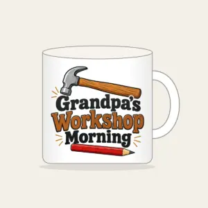 Grandpa's Workshop Morning Mug in white