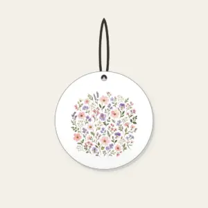 Pressed Posies in Blush and Lavender Ceramic Ornament in white: All-over pressed posies in blush, lavender and sage.