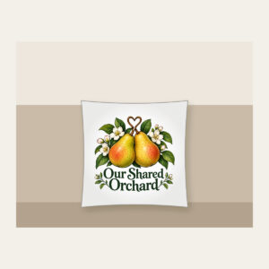 Our Shared Orchard Pillow in white