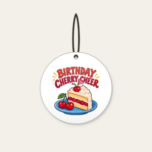 BIRTHDAY CHERRY CHEER Ceramic Ornament in white