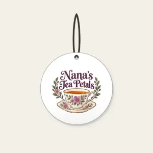 Nana's Tea Petals Ceramic Ornament in white