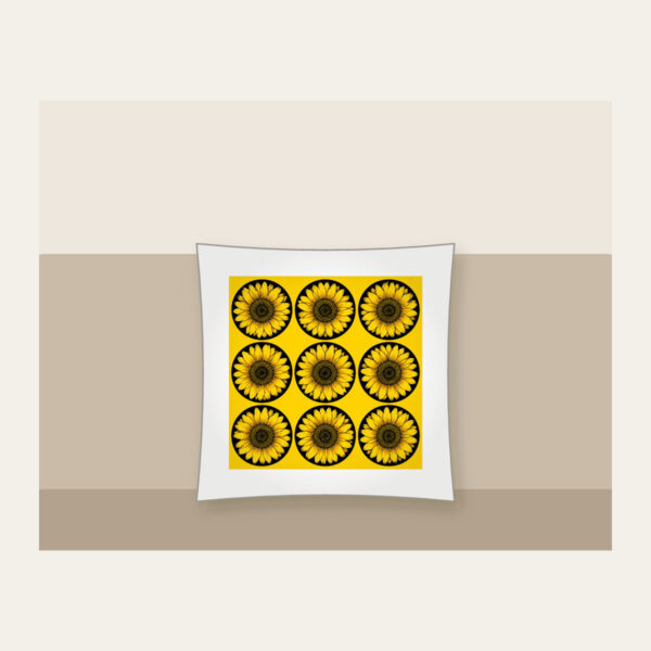 Product image Nine Sunflowers in a Yellow Grid Pillow