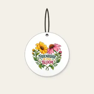 FRIENDSHIP IN FULL BLOOM Ceramic Ornament in white