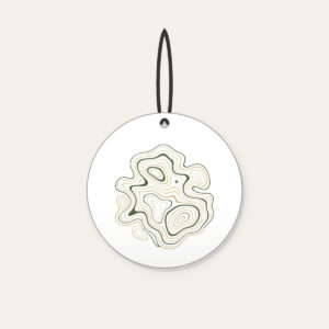 Moss and Sand Contour Map Lines Ceramic Ornament in white: Flowing contour lines in moss, sand and cream, with a single tiny star tucked among them.