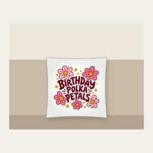 BIRTHDAY POLKA PETALS Pillow in white